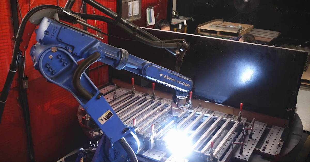 Robotic Welder Fabricating Metal