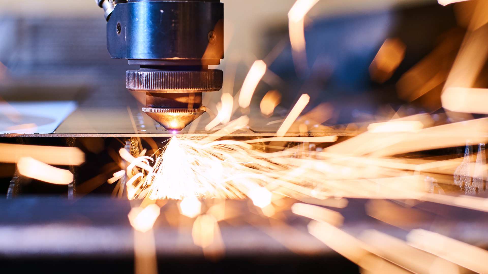 close up of a laser fabricating sheet metal