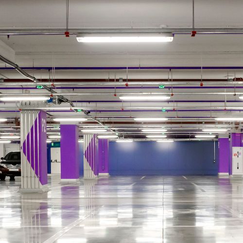 Lighting Fixtures In A Parking Garage